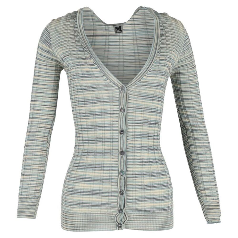 M Missoni Knitted Buttoned Cardigan in Multicolor Cotton